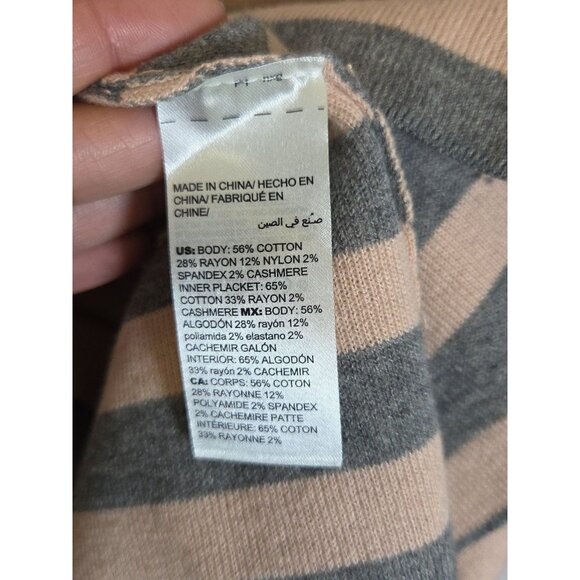 CHICO'S ZENERGY Pink & gray Stripe Zip Front Sweater Hoodie size 3 XL - Picture 3 of 4